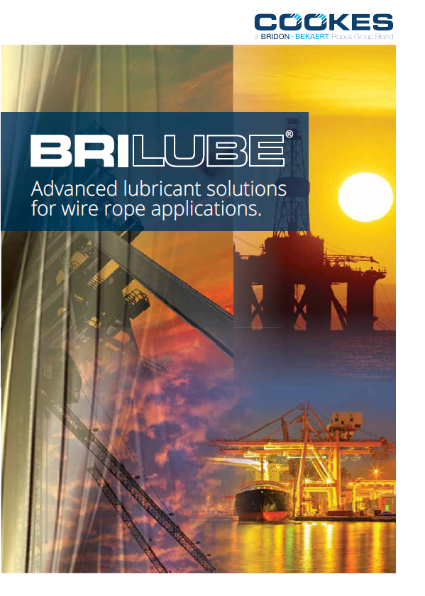 BriLube Brochure cover - collage of oil and gas, ship to shore cranes and underground mining images.